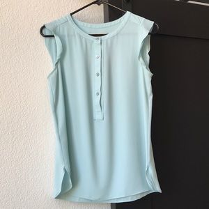 LOFT Blue Cap-Sleeve Blouse SZ-S